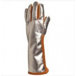 Heat resistant gloves with aluminised back